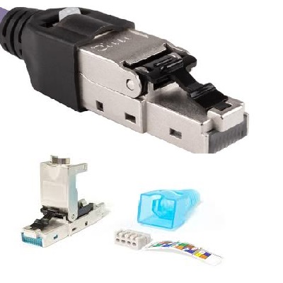 Connecteur RJ45 Mâle CAT6 A Blindé 360 