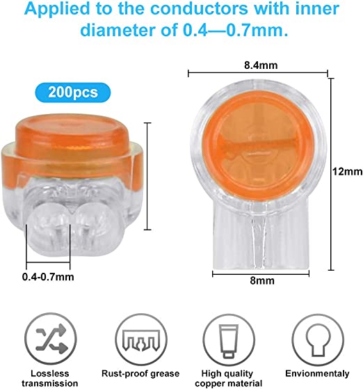 LOT 10 CONNECTEURS RAPIDE 2 FILS K1 0.4/0.7mm